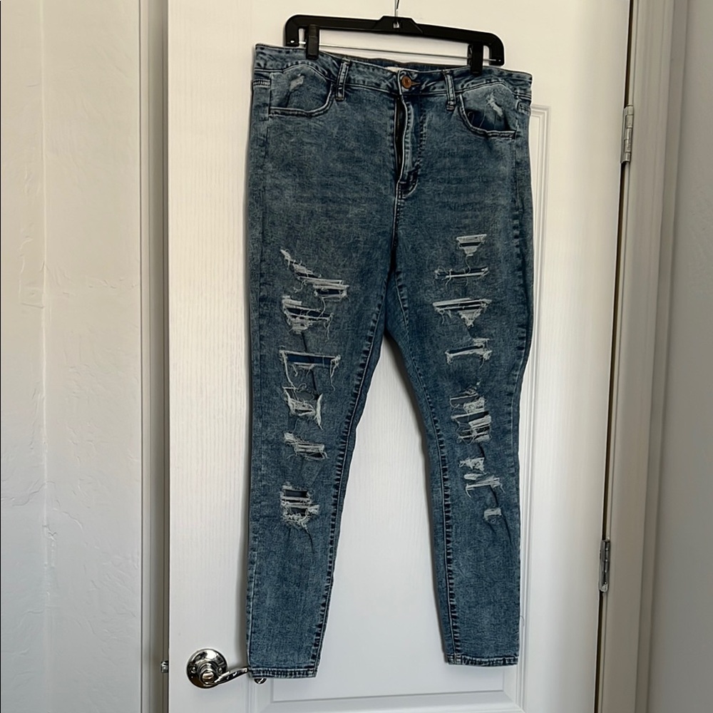 SO Blue Skinny Distressed Jeans